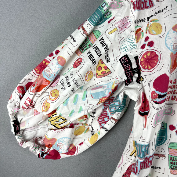 Zara Graphic Print Tunic Top Womens Small Oversized Balloon Sleeve Colorful Art - Picture 4 of 13